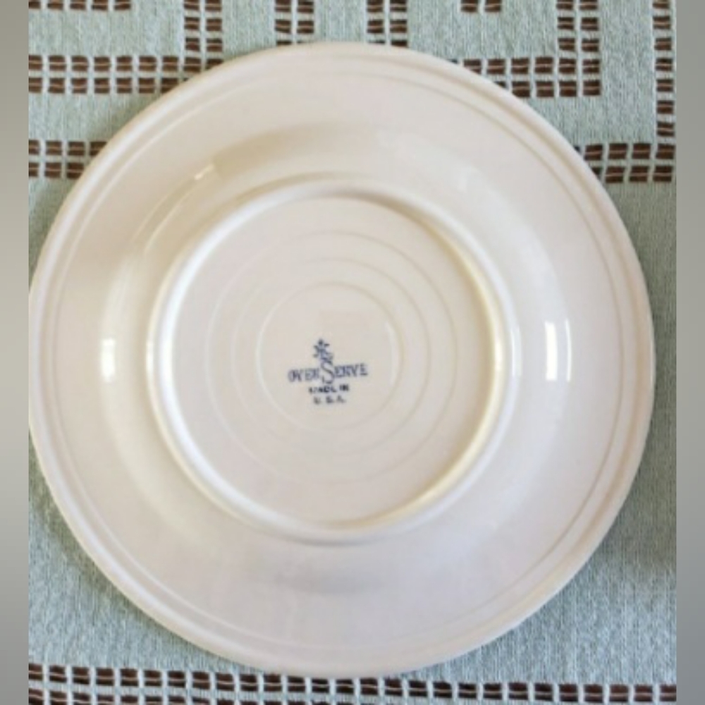 Homer Laughlin USA Platinum Stars Roses 9" Plate Oven Serve - Picture 3 of 6